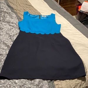 Turquoise and navy dress with scallop detail large